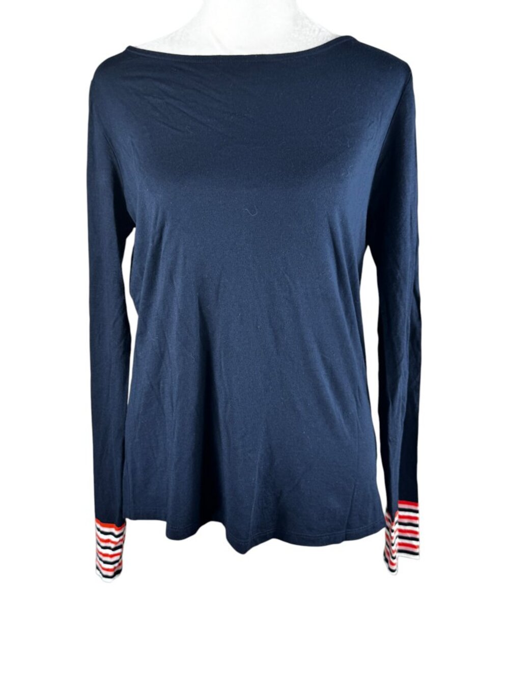 LIke new Boden Navy Blue Modal Cotton Boatneck Long Sleeve Shirt Size Small